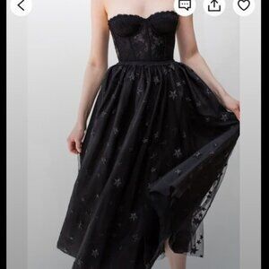 Lirika Matoshi Black Stars in Her Eyes A-Line Skirt